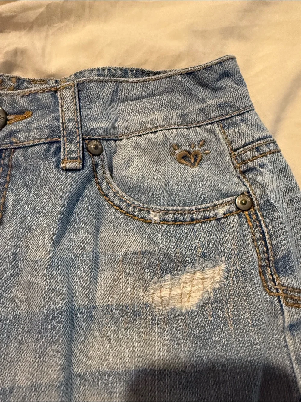Justice Girls Denim Skort Size 10R Light Wash Skirt with Built-In Shorts